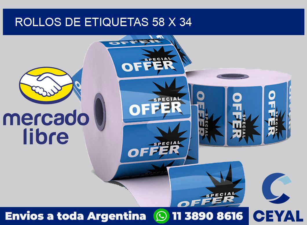 rollos de etiquetas 58 x 34
