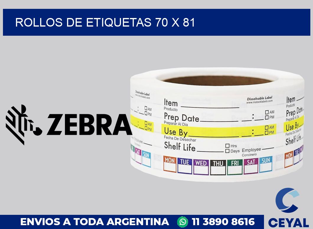 rollos de etiquetas 70 x 81