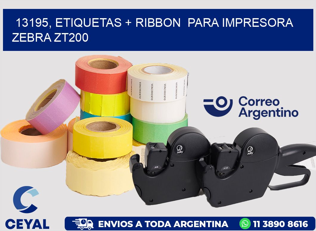 13195, etiquetas + ribbon  para impresora zebra ZT200