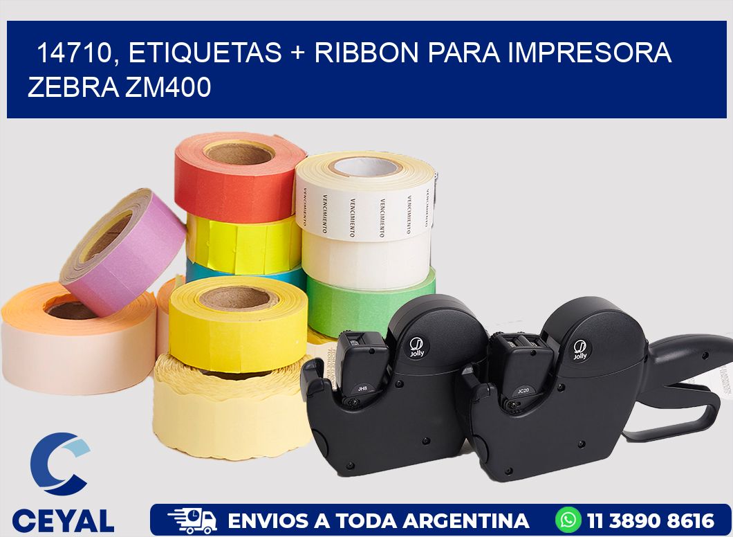 14710, etiquetas + ribbon para impresora zebra ZM400