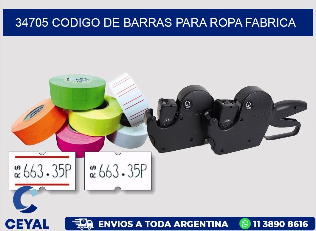 34705 CODIGO DE BARRAS PARA ROPA FABRICA