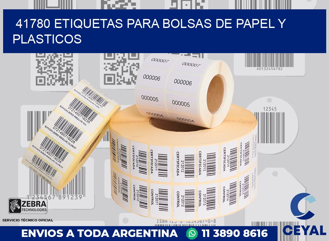 41780 ETIQUETAS PARA BOLSAS DE PAPEL Y PLASTICOS