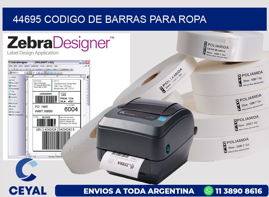 44695 CODIGO DE BARRAS PARA ROPA