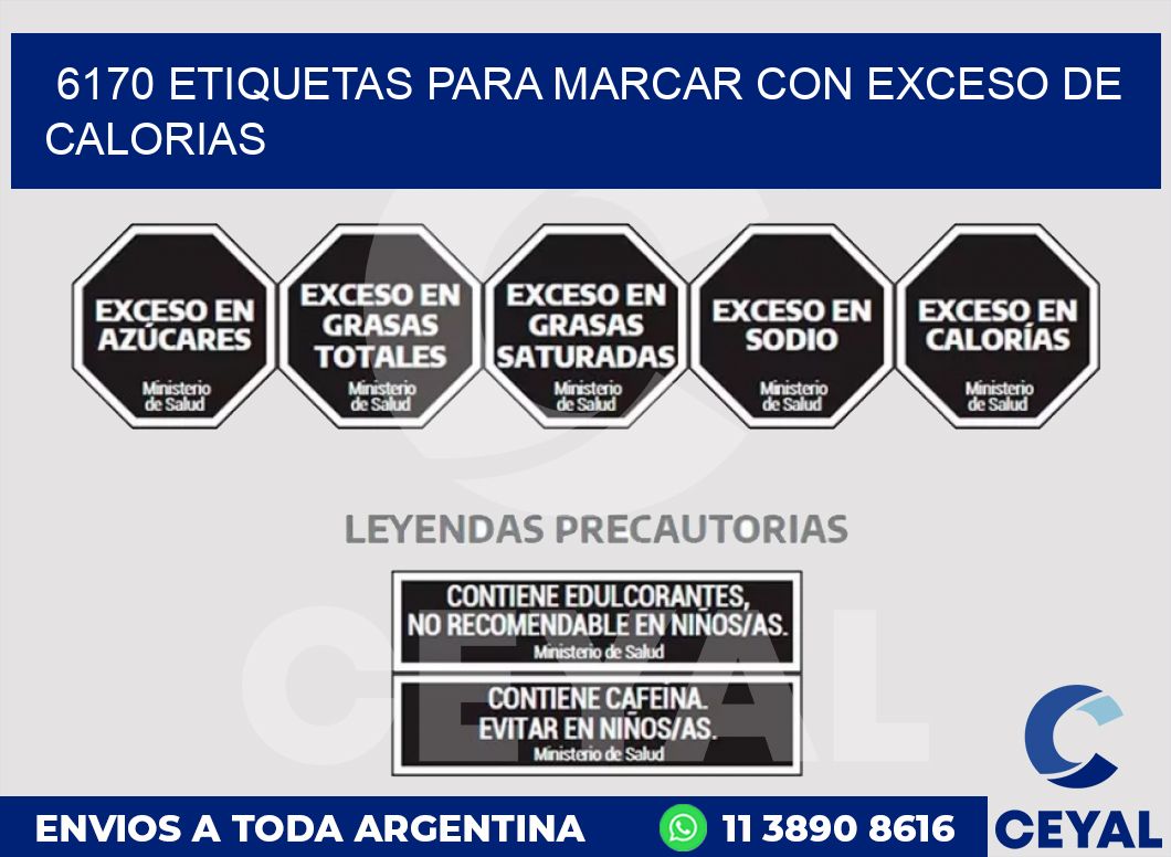 6170 ETIQUETAS PARA MARCAR CON EXCESO DE CALORIAS