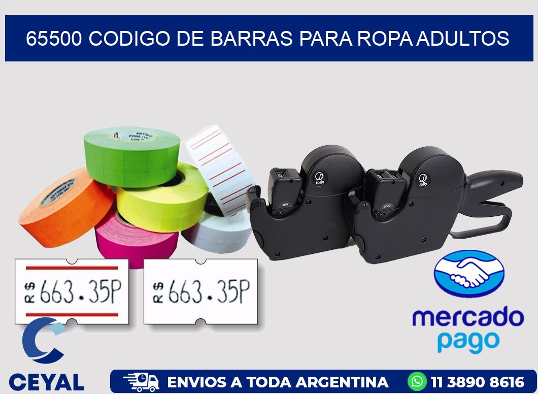 65500 CODIGO DE BARRAS PARA ROPA ADULTOS