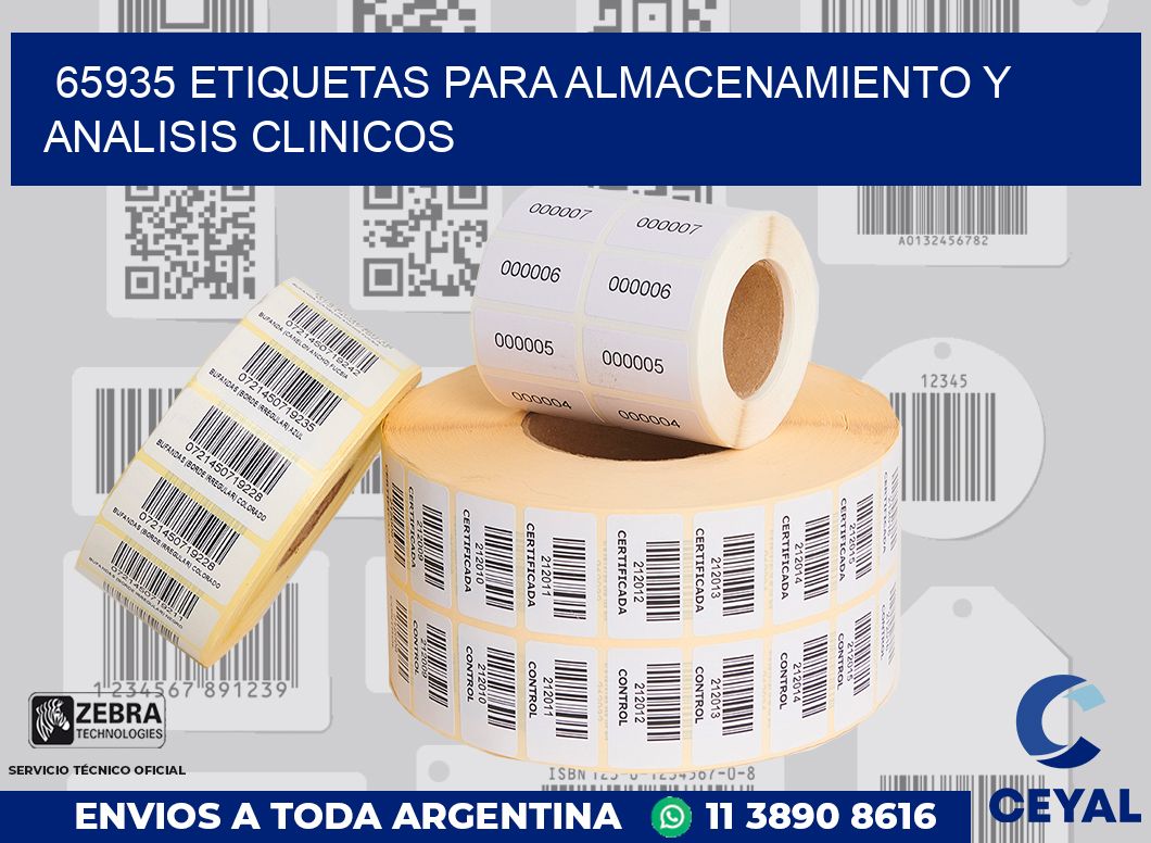 65935 ETIQUETAS PARA ALMACENAMIENTO Y ANALISIS CLINICOS