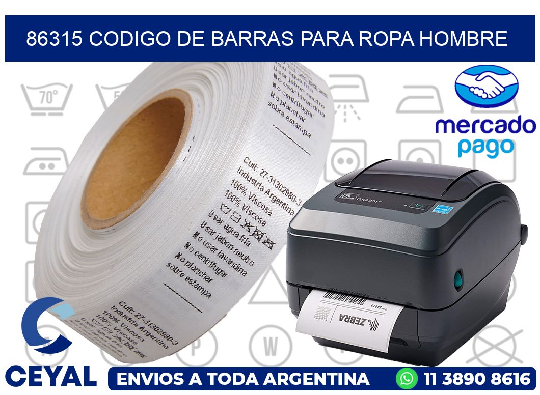 86315 CODIGO DE BARRAS PARA ROPA HOMBRE