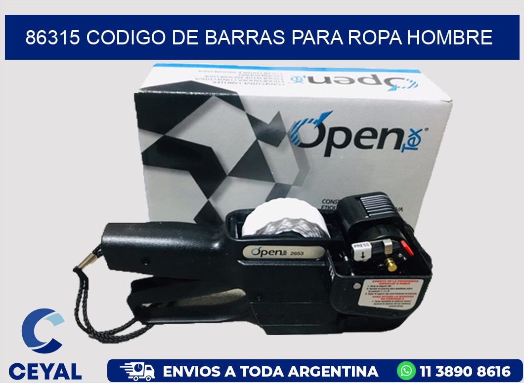 86315 CODIGO DE BARRAS PARA ROPA HOMBRE
