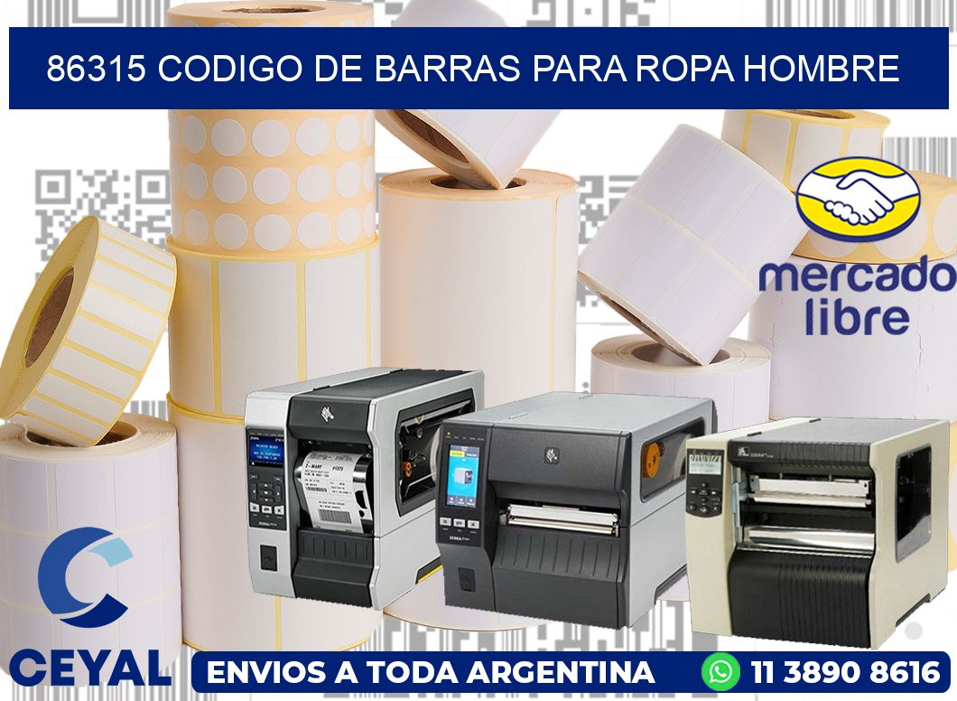 86315 CODIGO DE BARRAS PARA ROPA HOMBRE