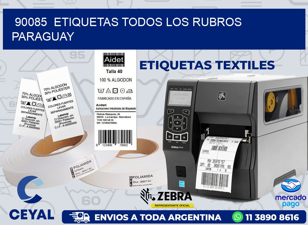 90085 ETIQUETAS TODOS LOS RUBROS PARAGUAY
