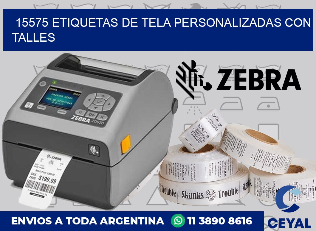 15575 ETIQUETAS DE TELA PERSONALIZADAS CON TALLES