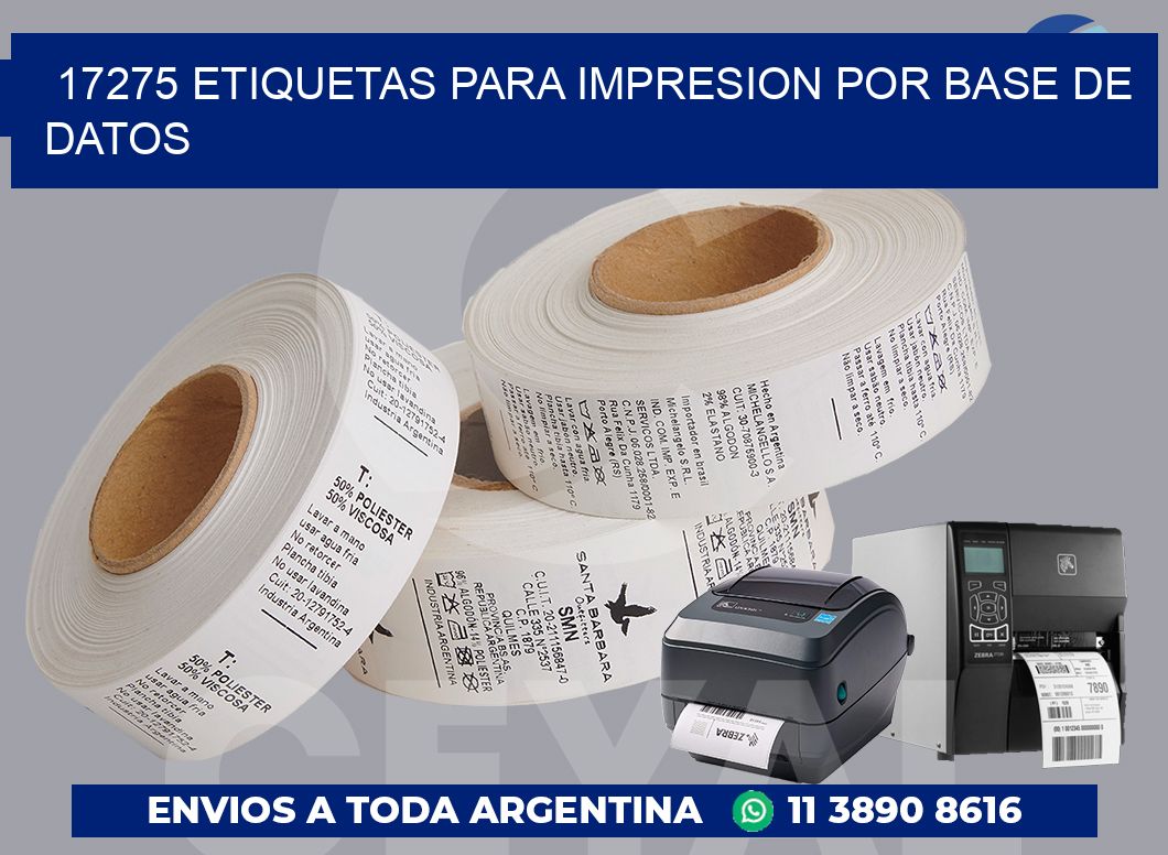 17275 ETIQUETAS PARA IMPRESION POR BASE DE DATOS