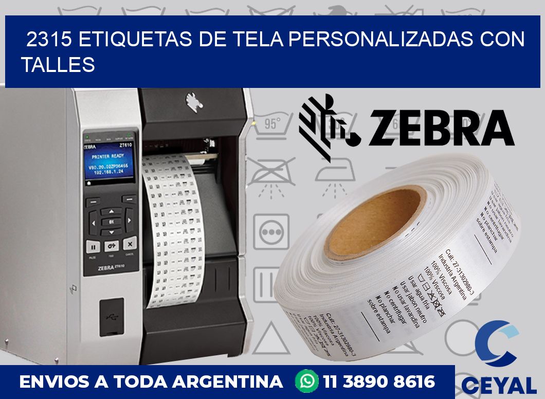 2315 ETIQUETAS DE TELA PERSONALIZADAS CON TALLES