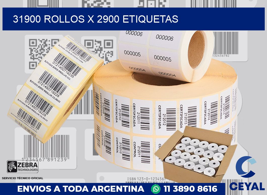 31900 Rollos x 2900 etiquetas