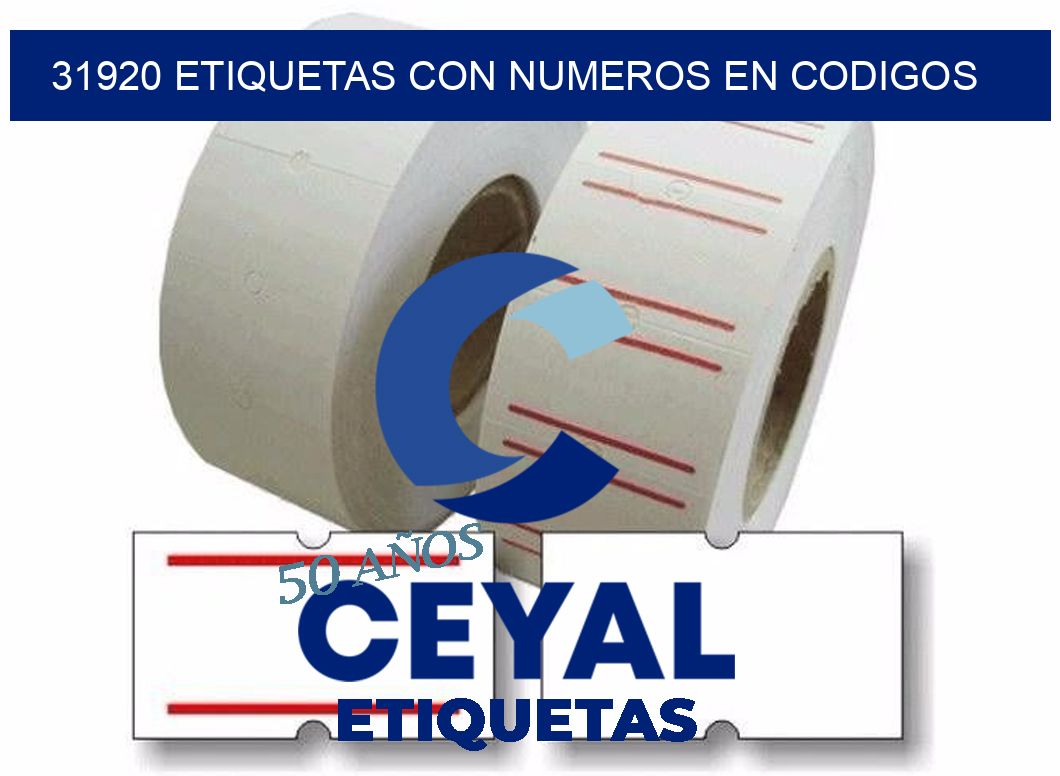31920 ETIQUETAS CON NUMEROS EN CODIGOS