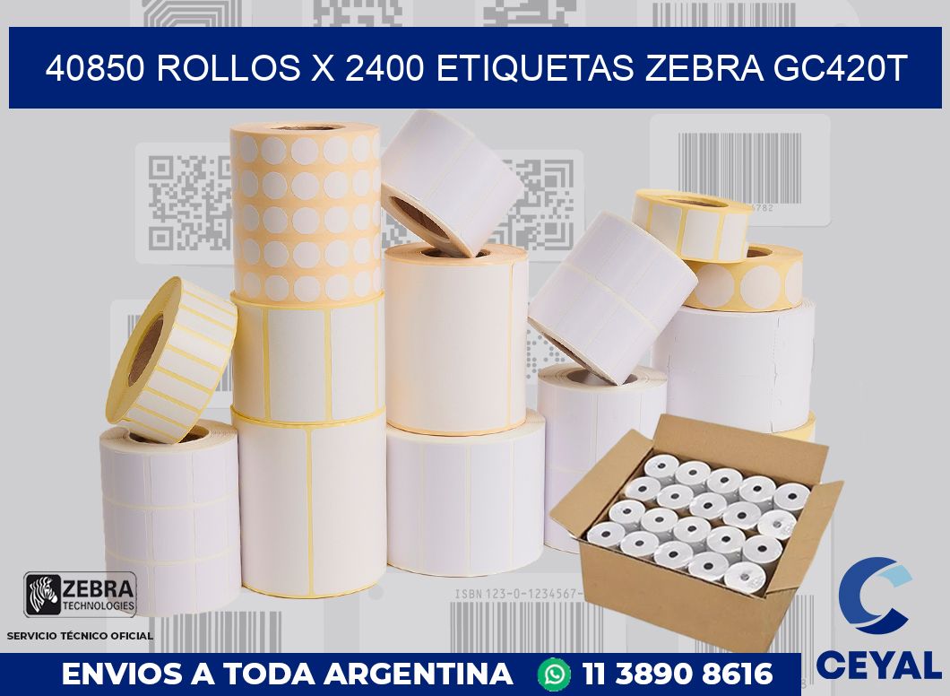 40850 Rollos x 2400 etiquetas zebra gc420t