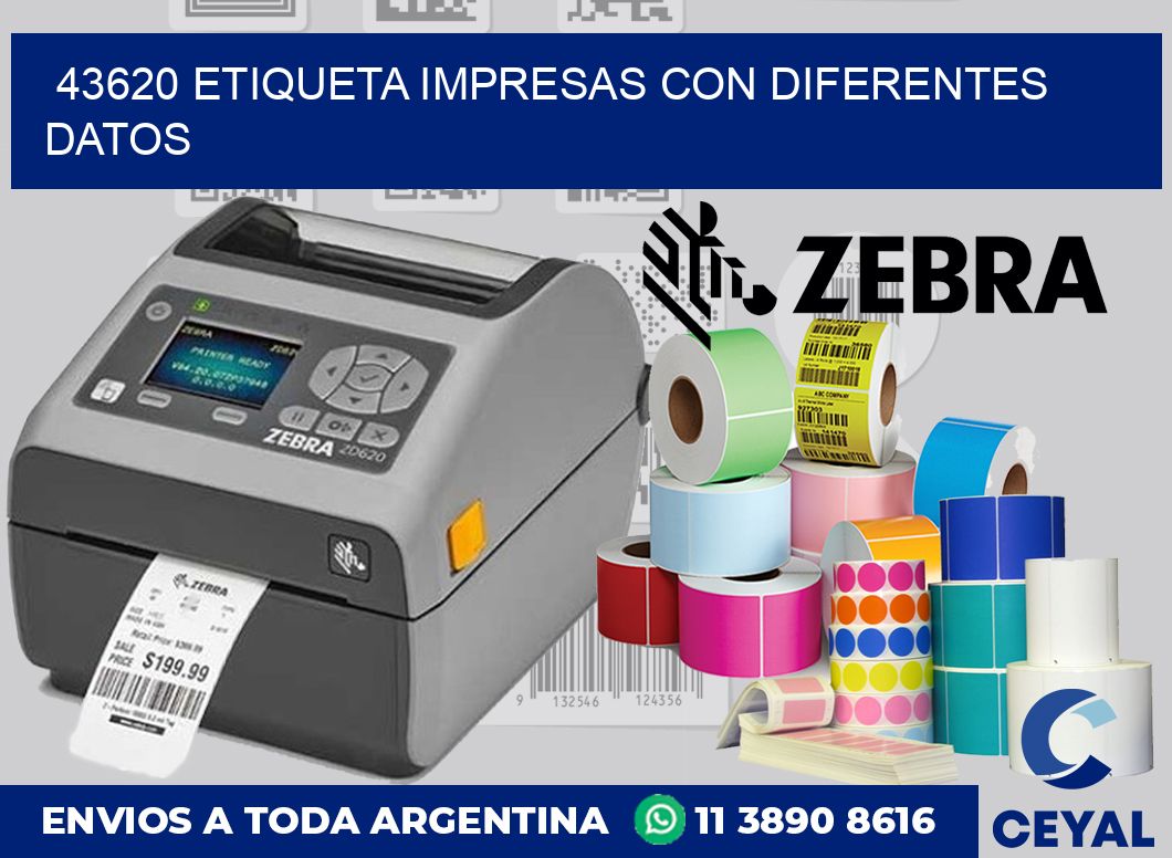 43620 ETIQUETA IMPRESAS CON DIFERENTES DATOS