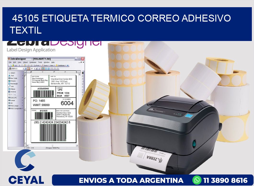 45105 ETIQUETA TERMICO CORREO ADHESIVO TEXTIL