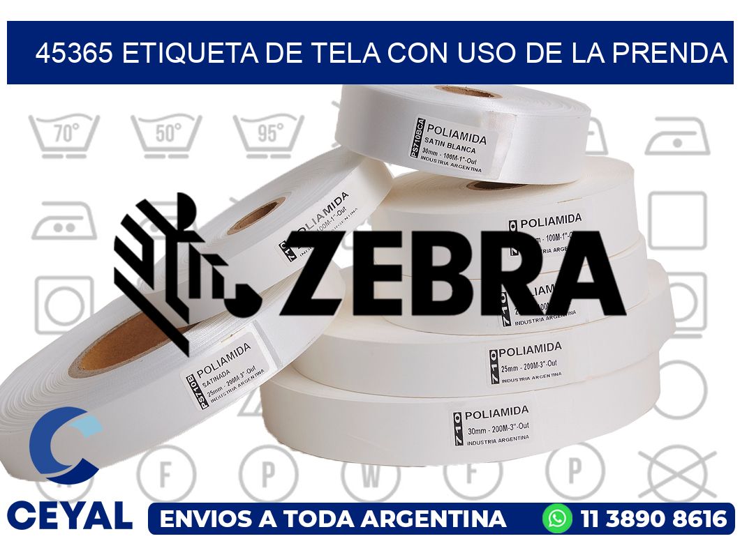 45365 ETIQUETA DE TELA CON USO DE LA PRENDA