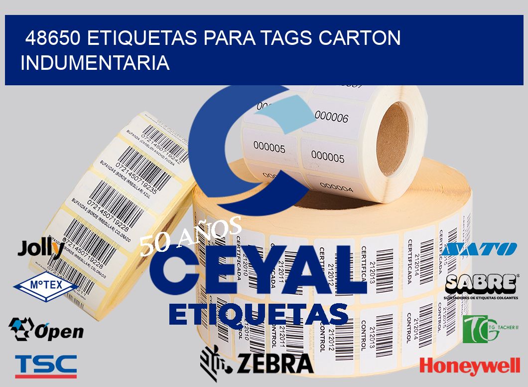 48650 ETIQUETAS PARA TAGS CARTON INDUMENTARIA