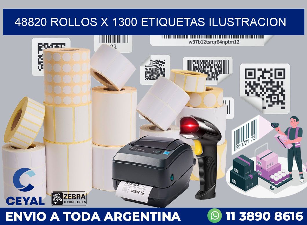 48820 Rollos x 1300 etiquetas ilustracion