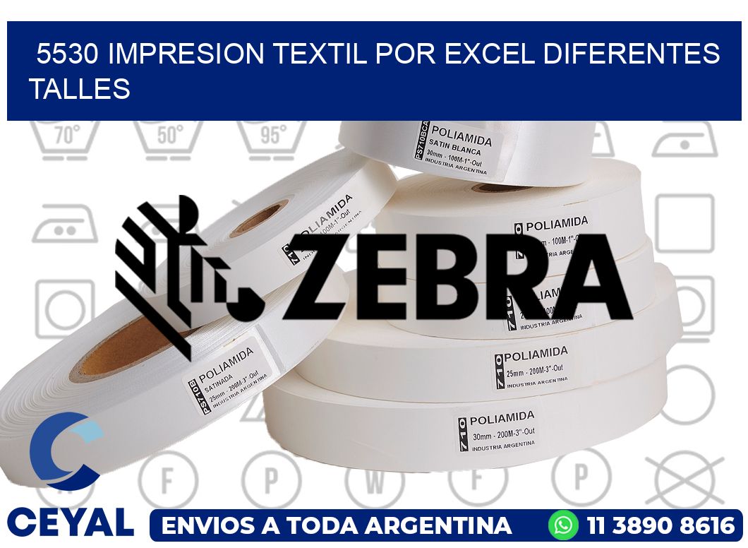 5530 IMPRESION TEXTIL POR EXCEL DIFERENTES TALLES
