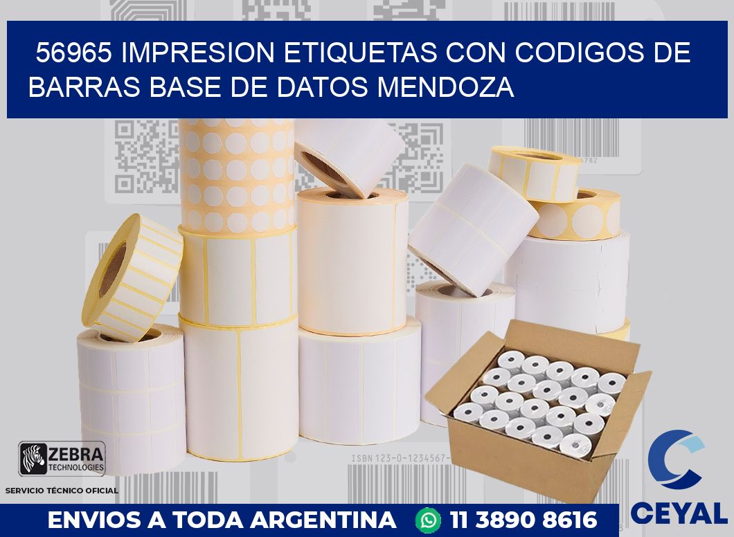 56965 IMPRESION ETIQUETAS CON CODIGOS DE BARRAS BASE DE DATOS MENDOZA