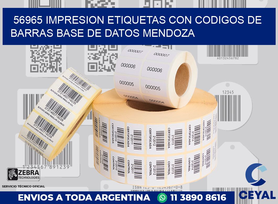 56965 IMPRESION ETIQUETAS CON CODIGOS DE BARRAS BASE DE DATOS MENDOZA
