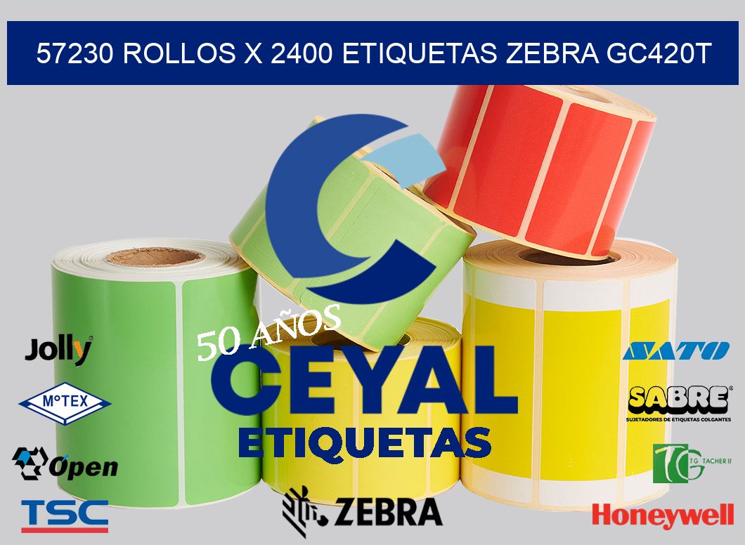 57230 Rollos x 2400 etiquetas zebra gc420t