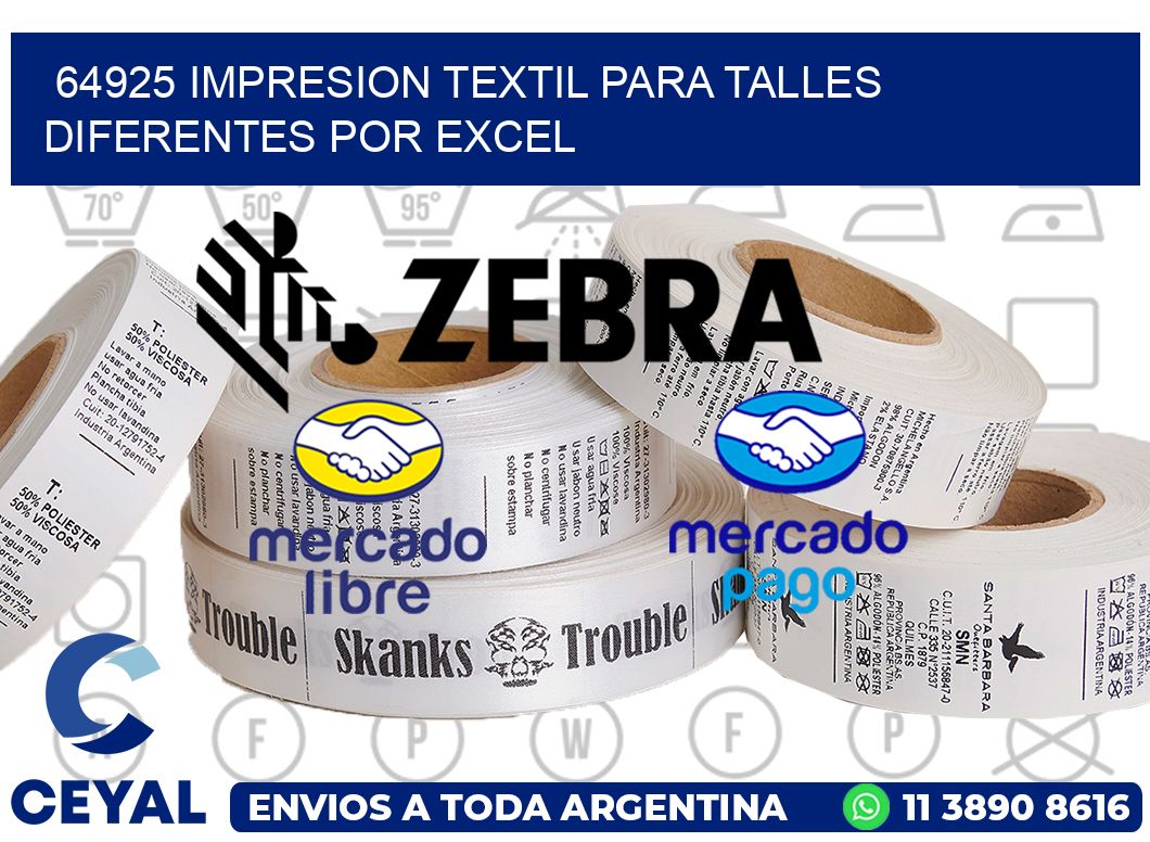 64925 IMPRESION TEXTIL PARA TALLES DIFERENTES POR EXCEL