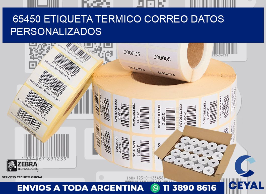 65450 ETIQUETA TERMICO CORREO DATOS PERSONALIZADOS