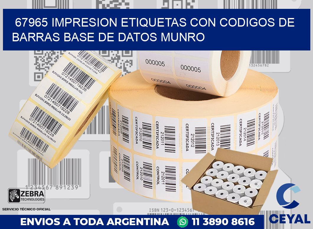 67965 IMPRESION ETIQUETAS CON CODIGOS DE BARRAS BASE DE DATOS MUNRO