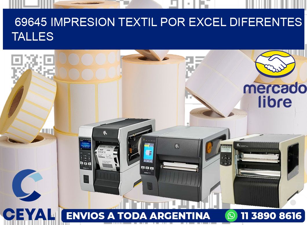69645 IMPRESION TEXTIL POR EXCEL DIFERENTES TALLES