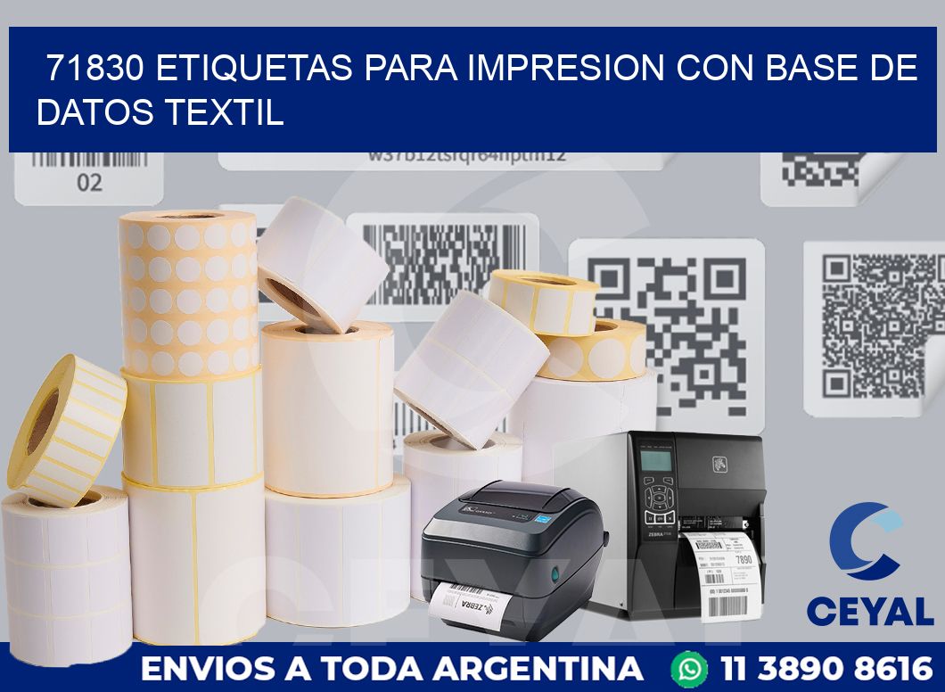 71830 ETIQUETAS PARA IMPRESION CON BASE DE DATOS TEXTIL