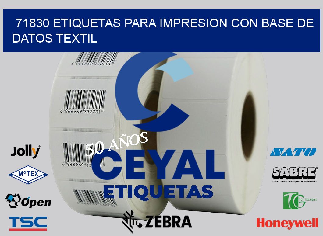 71830 ETIQUETAS PARA IMPRESION CON BASE DE DATOS TEXTIL