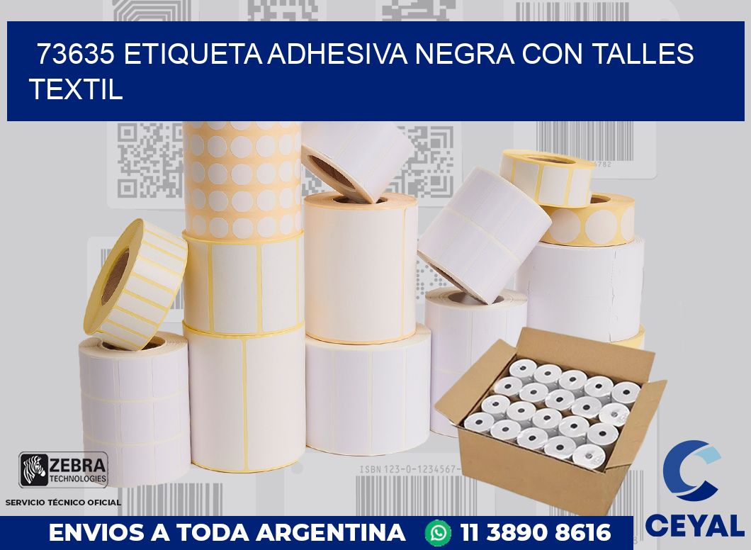 73635 ETIQUETA ADHESIVA NEGRA CON TALLES TEXTIL