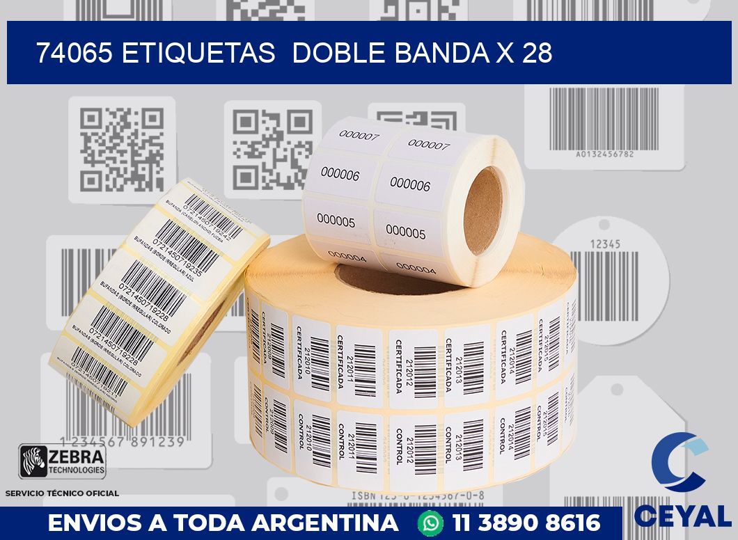 74065 etiquetas  doble banda x 28