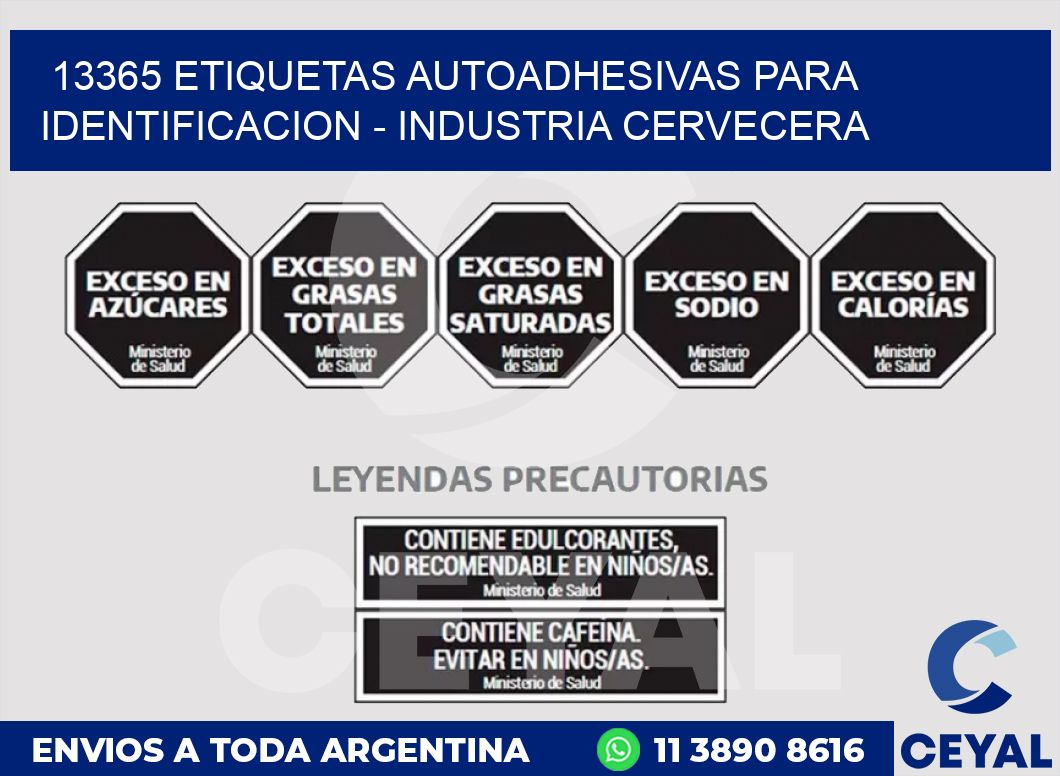 13365 ETIQUETAS AUTOADHESIVAS PARA IDENTIFICACION - INDUSTRIA CERVECERA