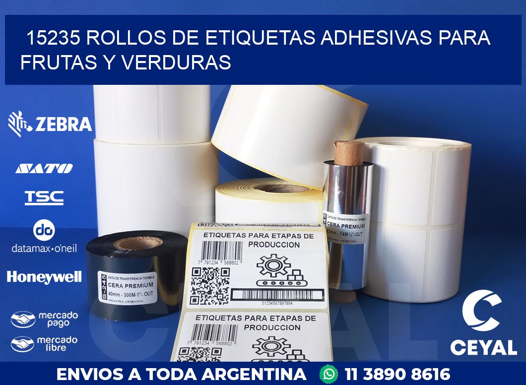 15235 ROLLOS DE ETIQUETAS ADHESIVAS PARA FRUTAS Y VERDURAS