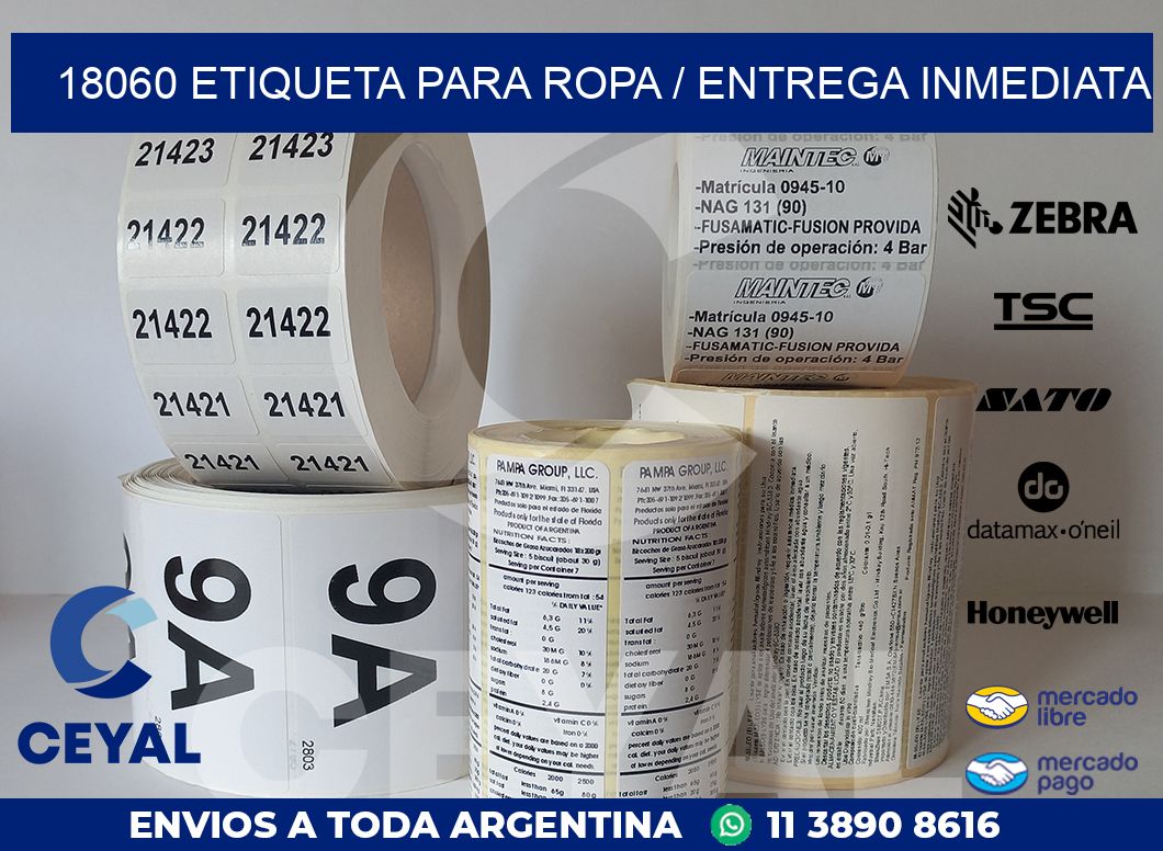 18060 ETIQUETA PARA ROPA / ENTREGA INMEDIATA