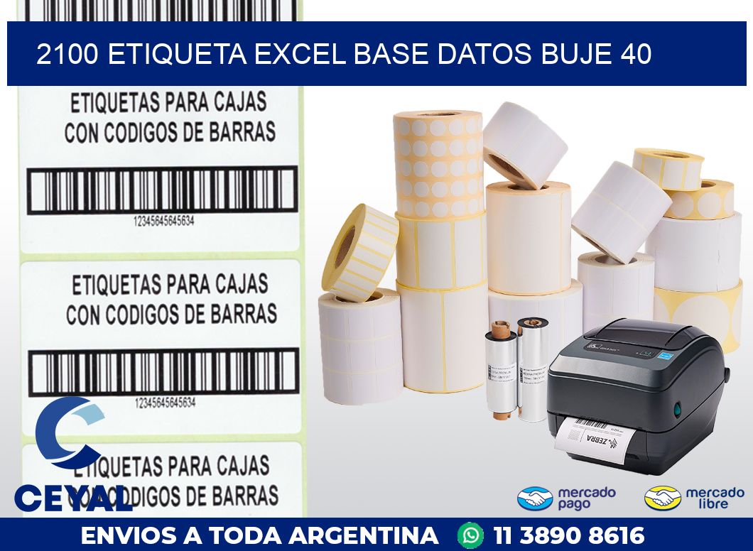 2100 etiqueta excel base datos buje 40