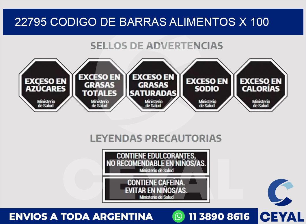 22795 CODIGO DE BARRAS ALIMENTOS x 100