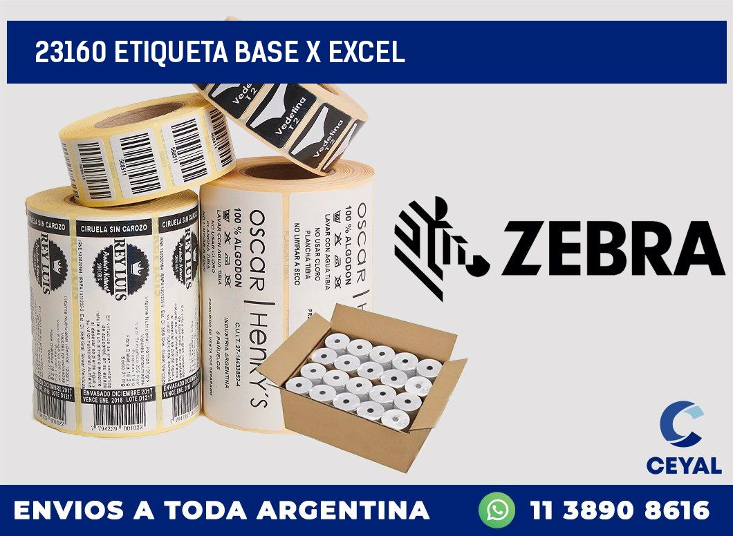 23160 etiqueta base x excel