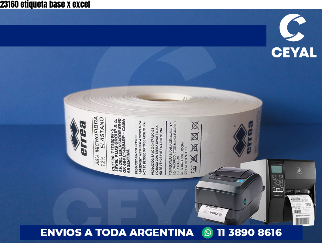 23160 etiqueta base x excel