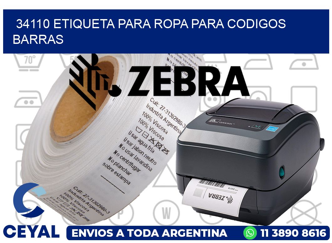 34110 ETIQUETA PARA ROPA PARA CODIGOS BARRAS