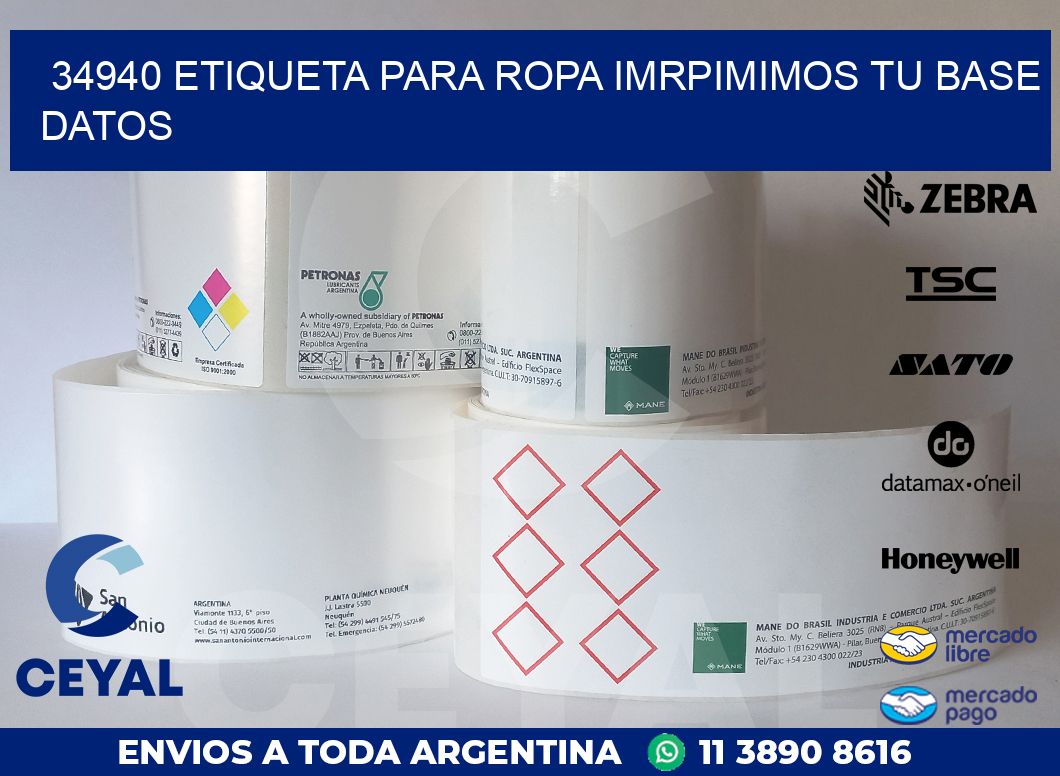 34940 ETIQUETA PARA ROPA IMRPIMIMOS TU BASE DATOS