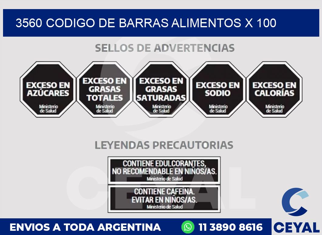 3560 CODIGO DE BARRAS ALIMENTOS x 100