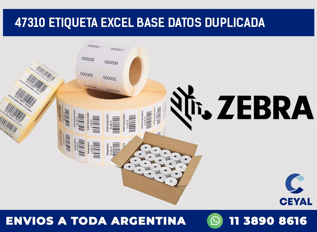 47310 etiqueta excel base datos duplicada