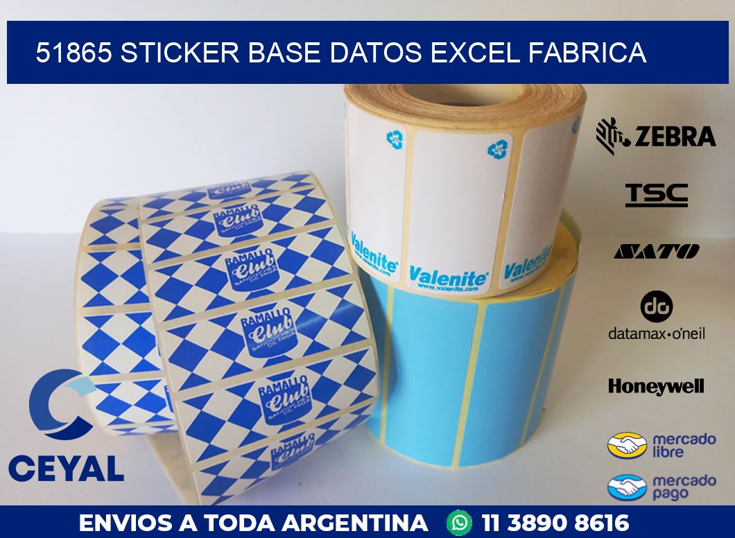 51865 sticker base datos excel fabrica