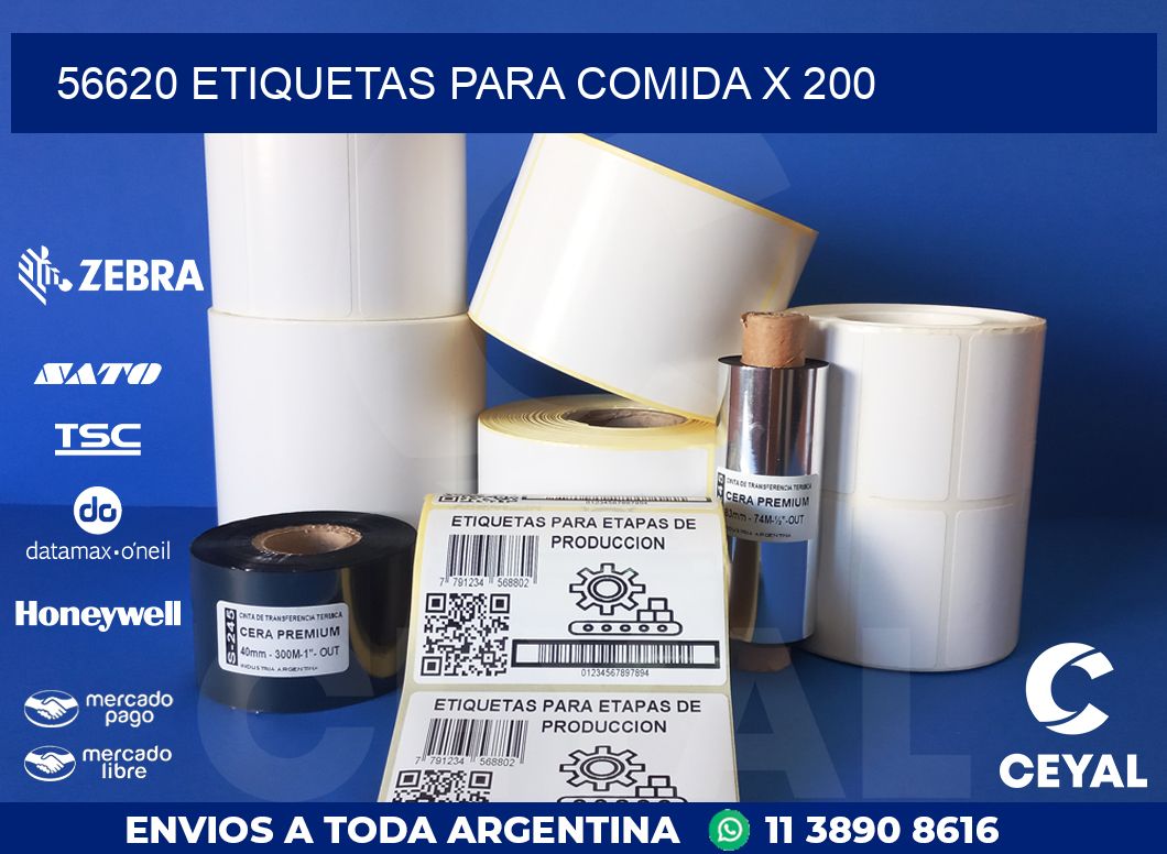 56620 ETIQUETAS PARA COMIDA x 200